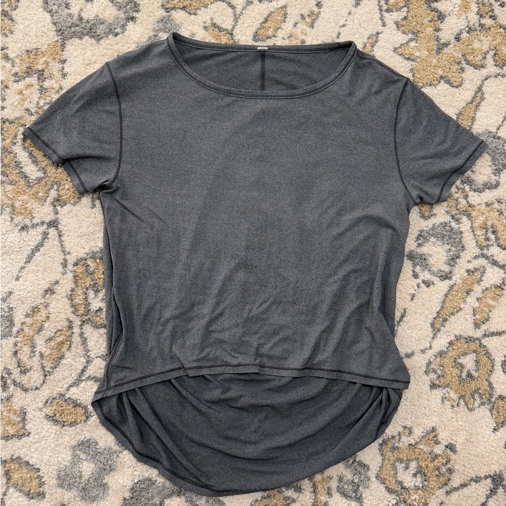 Lululemon Fall In Place Short Sleeve Heathered Black Gray T-shirt size 2